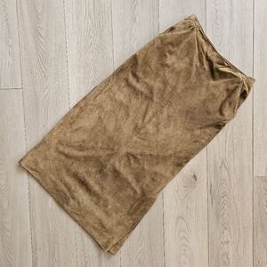 Vintage My Clothes Western Rodeo Leather Suede Maxi Straight Slit Skirt, Small